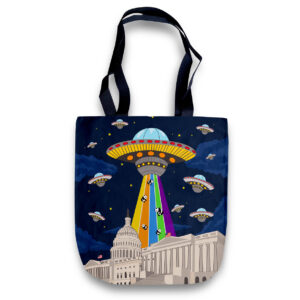 Cheeky Tote Bag - UFOs Over the U.S. Capitol in Washington DC