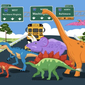 Dinosaurs Crossing Poster Print