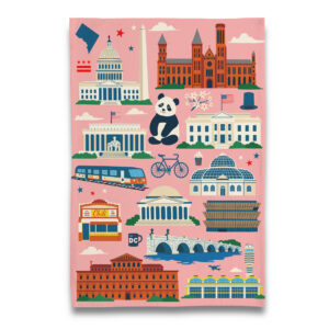 Washington DC Iconic - Cheery Blossom Pink Tea Towel