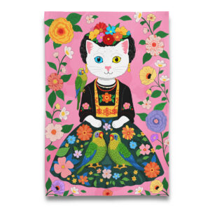 Museum Collection: White Cat- Portrait of Frida Catlo Tea Towel