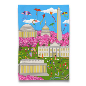 Kites & Blossoms over Washington DC Tea Towel