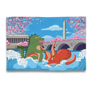 Monsters in the Potomac River - DC Cherry Blossom Tea Towel 