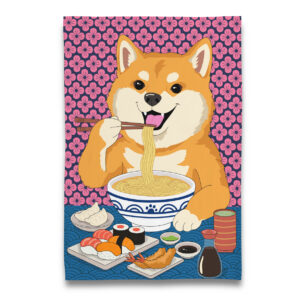 Portrait of a Shiba Inu with Ramen Tea Towel 