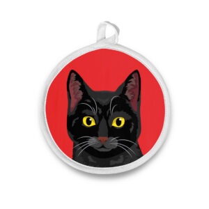 Modern Black Kitty Cat Round Potholder / Hot Pad