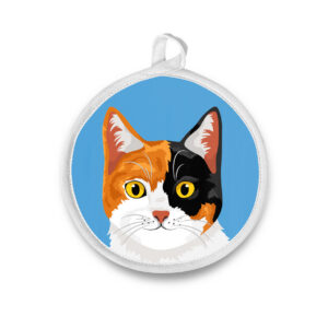 Modern Calico Kitty Cat Round Potholder / Hot Pad