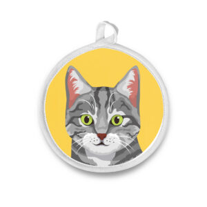 Modern Gray Tabby Cat Round Potholder / Hot Pad