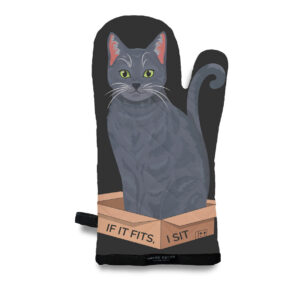 Russian Blue Kitty Cat: If It Fits, I Sit Oven Mitt