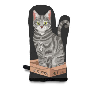 Gray Tabby: If It Fits, I Sit Oven Mitt
