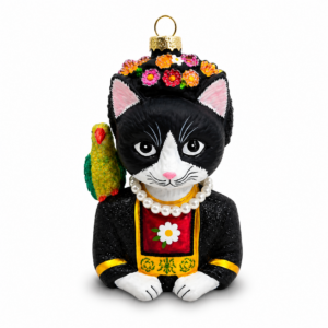 Museum Collection: Frida Inspired- Frida CATLO Tuxedo Cat with a Parrot Ornament