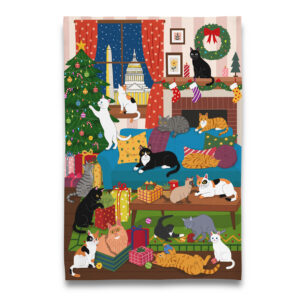 Washington DC Holiday House of Kitty Cats Tea Towel