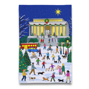 Holiday Time at Lincoln Memorial Washington DC Tea Towel
