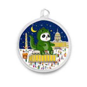 A Very Pandazilla Holiday in Washington DC Round Potholder