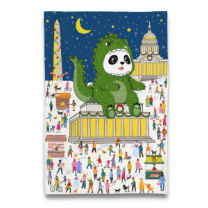 A Very Pandazilla Holiday in Washington DC Tea Towel 
