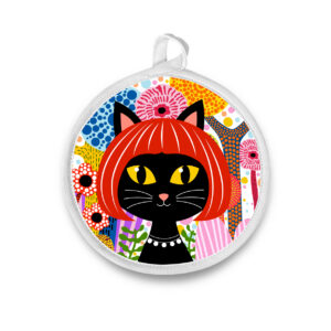 Museum Collection: Yayoi Kusama Inspired- Retro Black Kitty Cat Kusameow Potholder