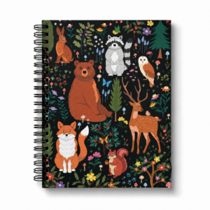 Spiral Notebook- Woodland Creatures Owl, Raccoon, Deer, Bear & more